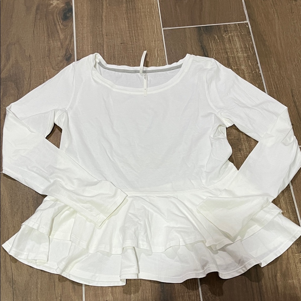 Anthropologie White Peplum Top